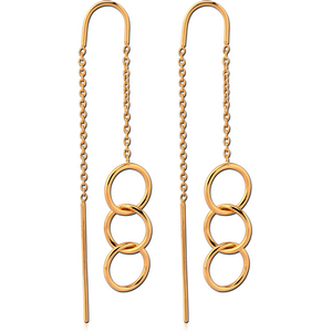 STERLING SILVER 925 GOLD PVD COATED CHAIN EARRINGS PAIR - HOOPS