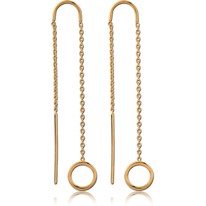 STERLING SILVER 925 GOLD PVD COATED CHAIN EARRINGS PAIR - HOOP