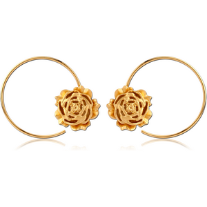 STERLING SILVER 925 GOLD PVD COATED EARRINGS PAIR - ROSE