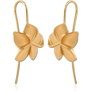 STERLING SILVER 925 GOLD PVD COATED EARRINGS PAIR - FLOWER