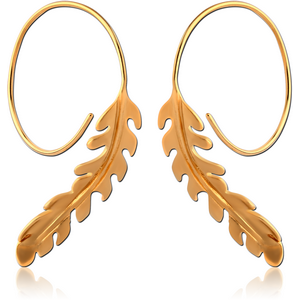 STERLING SILVER 925 GOLD PVD COATED EARRINGS PAIR - LEAF