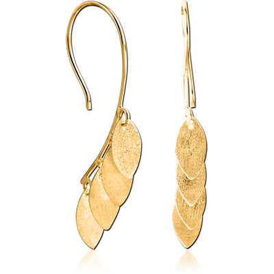 STERLING SILVER 925 GOLD PVD COATED EARRINGS MATT FINISH PAIR