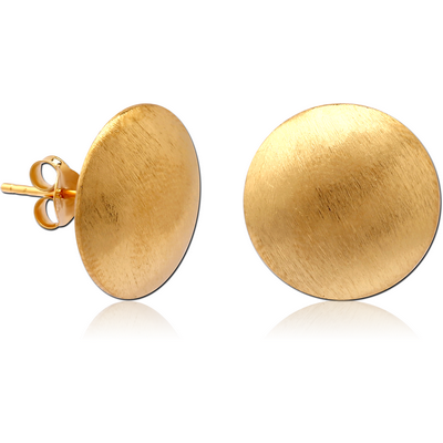 STERLING SILVER 925 GOLD PVD COATED MATT FINISH EAR STUDS PAIR