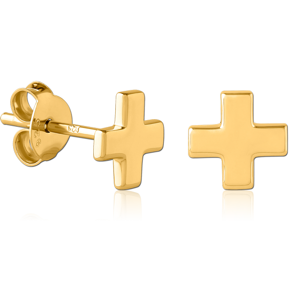 STERLING SILVER 925 GOLD PVD COATED EAR STUDS PAIR