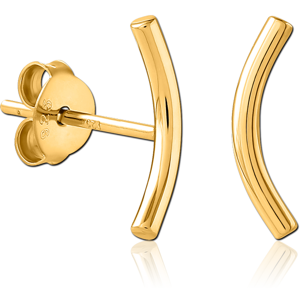STERLING SILVER 925 GOLD PVD COATED EAR STUDS PAIR