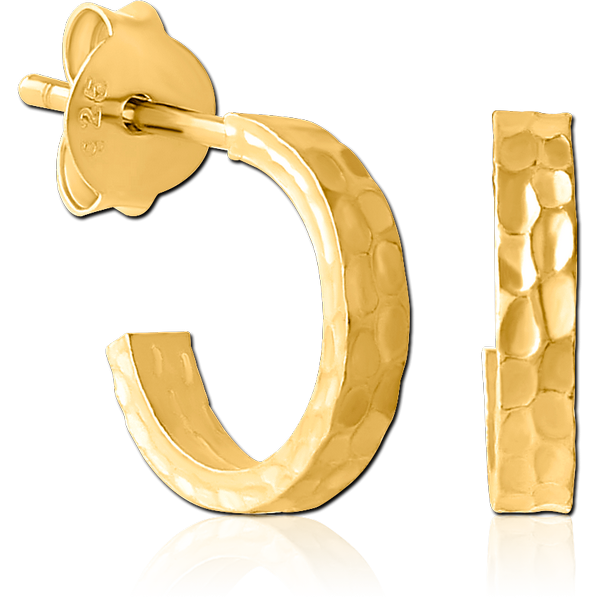STERLING SILVER 925 GOLD PVD COATED EAR STUDS PAIR