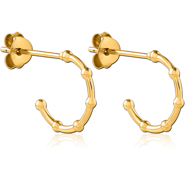 STERLING SILVER 925 GOLD PVD COATED EAR STUDS PAIR