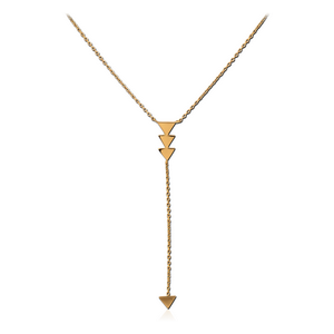 STERLING SILVER 925 GOLD PVD COATED NECKLACE WITH PENDANT - TRIANGLES