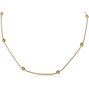 STERLING SILVER 925 GOLD PVD COATED JEWELLED NECKLACE WITH PENDANT - CIRCLE