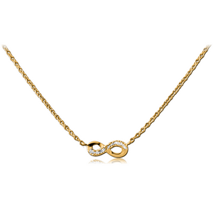 STERLING SILVER 925 GOLD PVD COATED JEWELLED NECKLACE WITH PENDANT - INFINITY