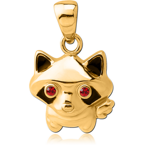 STERLING SILVER 925 GOLD PVD COATED JEWELLED PENDANT - RACCOON