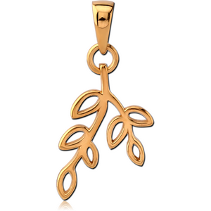 STERLING SILVER 925 GOLD PVD COATED PENDANT - LEAF