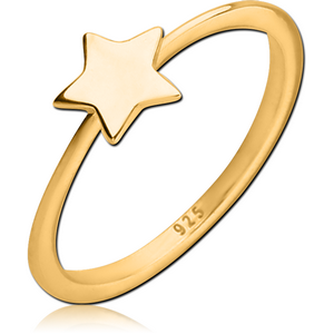 STERLING SILVER 925 GOLD PVD COATED RING - STAR