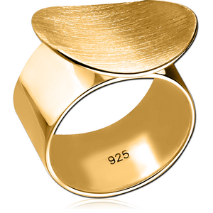 STERLING SILVER 925 GOLD PVD COATED RING - MATT FINISH PLATE