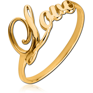STERLING SILVER 925 GOLD PVD COATED RING - LOVE
