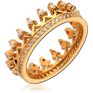 STERLING SILVER 925 GOLD PVD COATED JEWELLED RING - CROWN