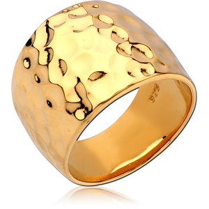 STERLING SILVER 925 GOLD PVD COATED RING - HAMMERED TEXTURE