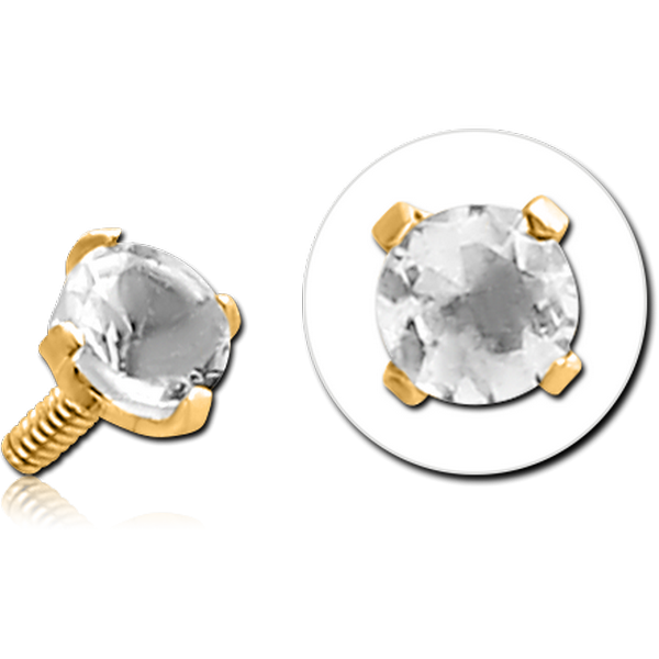 GOLD PVD COATED TITANIUM PRONG SET JEWELLED FOR 1.6MM INTERNALLY THREADED PINS - ROUND