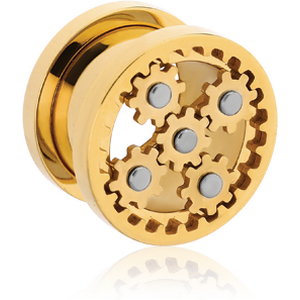 GOLD PVD COATED STAINLESS STEEL THREADED GEAR TUNNEL