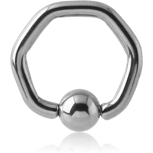 SURGICAL STEEL HEXAGON BALL CLOSURE RING