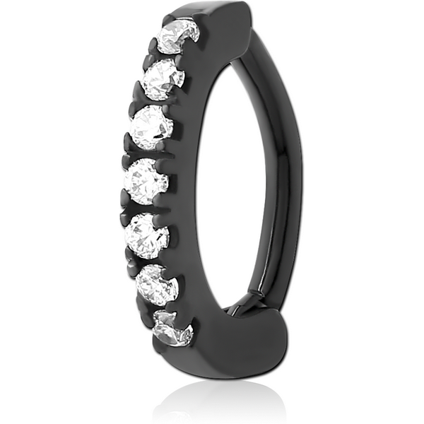 HEMETITE PVD COATED SURGICAL STEEL JEWELLED BELLY CLICKER