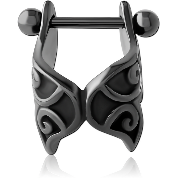 HEMETITE PVD COATED SURGICAL STEEL CARTILAGE SHIELD - WINGS