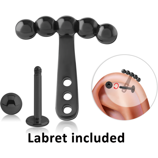 HEMETITE PVD COATED SURGICAL STEEL HELIX WRAP AND MICRO LABRET