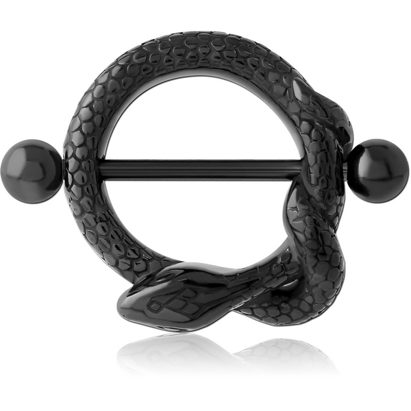 HEMETITE PVD COATED SURGICAL STEEL NIPPLE SHIELD - SNAKE