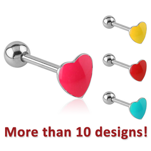 SURGICAL STEEL ENAMEL HEART BARBELL