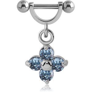 SURGICAL STEEL HELIX SHIELD WITH RHODIUM PLATED JEWELLED CHARM