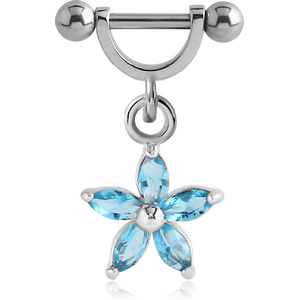 SURGICAL STEEL HELIX SHIELD WITH CHARM