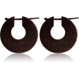 ORGANIC COCONUT SHELL LARGE TRIBAL EARRINGS PAIR