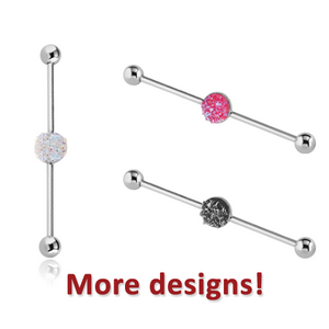 SURGICAL STEEL INDUTRIAL BARBELL WITH DRUZY STONE