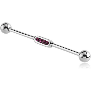 SURGICAL STEEL JEWELLED INDUSTRIAL BARBELL