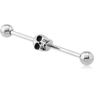 SURGICAL STEEL SKULL INDUSTRIAL BARBELL
