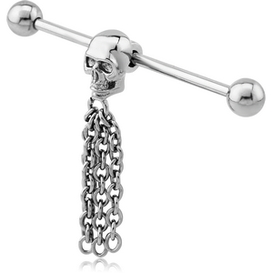 SURGICAL STEEL SKULL INDUSTRIAL BARBELL