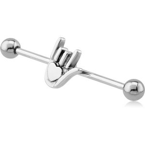 SURGICAL STEEL ILY SIGN INDUSTRIAL BARBELL