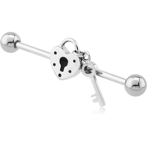 SURGICAL STEEL LOCK AND KEY INDUSTRIAL BARBELL