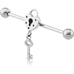 SURGICAL STEEL LOCK AND KEY INDUSTRIAL BARBELL