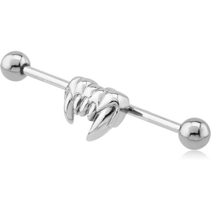 SURGICAL STEEL VAMPIRE FANGS INDUSTRIAL BARBELL