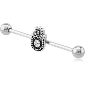 SURGICAL STEEL INDUSTRIAL BARBELL - HAMSA