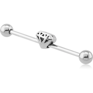 SURGICAL STEEL INDUSTRIAL BARBELL WITH ADJUSTABLE SLIDING CHARM