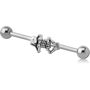 SURGICAL STEEL INDUSTRIAL BARBELL ADJUSTABLE SLIDING CHARM - SKELETON