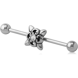 SURGICAL STEEL INDUSTRIAL BARBELL WITH ADJUSTABLE SLIDING CHARM