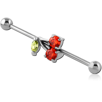 SURGICAL STEEL INDUSTRIAL BARBELL - CHERRY