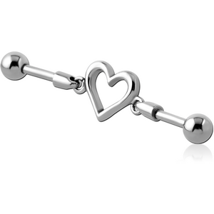 SURGICAL STEEL INDUSTRIAL BARBELL CHARM - HEART