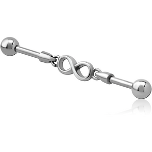 SURGICAL STEEL INDUSTRIAL BARBELL CHARM - INFINITY