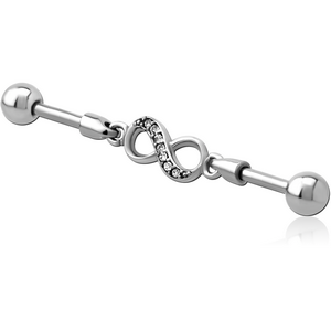 SURGICAL STEEL INDUSTRIAL BARBELL JEWELLED CHARM - INFINITY