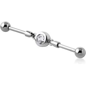 SURGICAL STEEL INDUSTRIAL BARBELL JEWELLED CHARM - CIRCLES