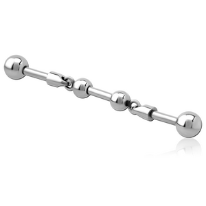SURGICAL STEEL INDUSTRIAL BARBELL CHARM - TWO BALL
